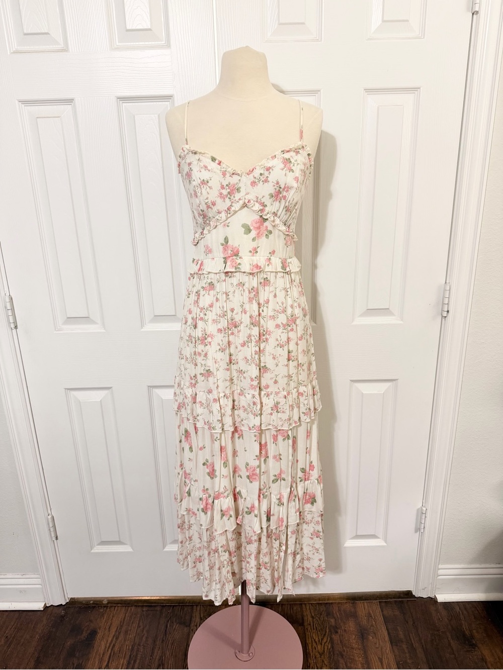 Altar'd State Cream Maxi Dress with Pink Floral Print